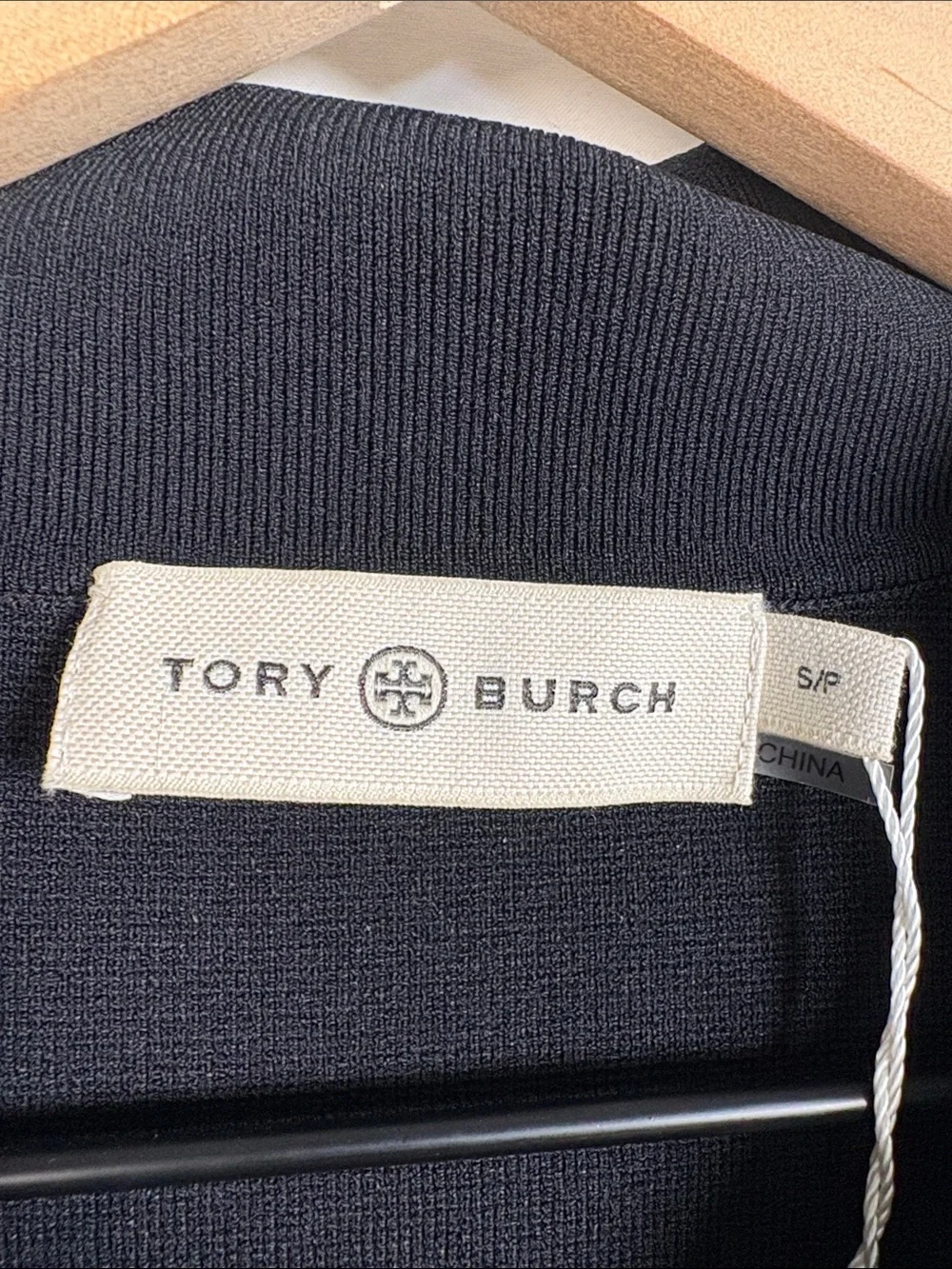 TORY BURCH NWOT Cotton Blend Black Knitted Polo Sweater Dress size small